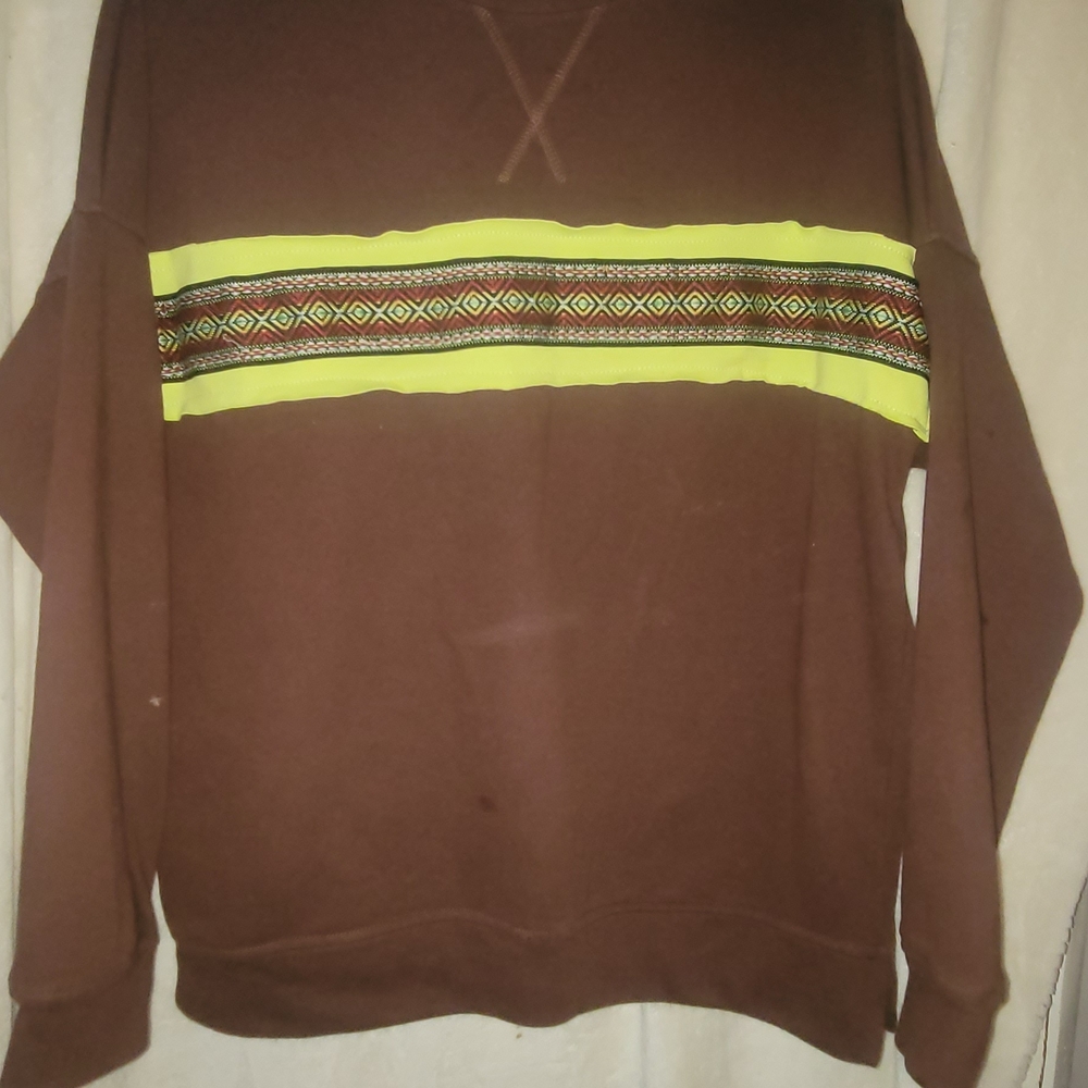 Brown Sweater with Yellow Accents